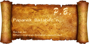 Papanek Balabán névjegykártya